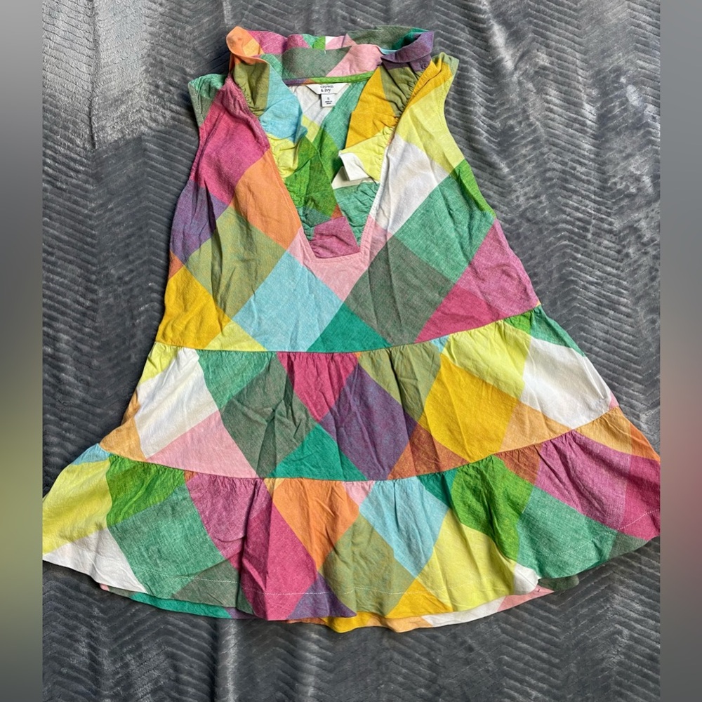 Crown & Ivy Linen‎ Blend Multicolor Ruffle Popover Sleeveless Blouse Small